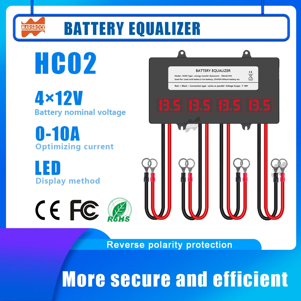 HC02 Battery Equalizer LED Display For 4 x 12V Batteries Balancer 4S Active Voltage Lead Acid Li li-ion LiFePO4 Battery