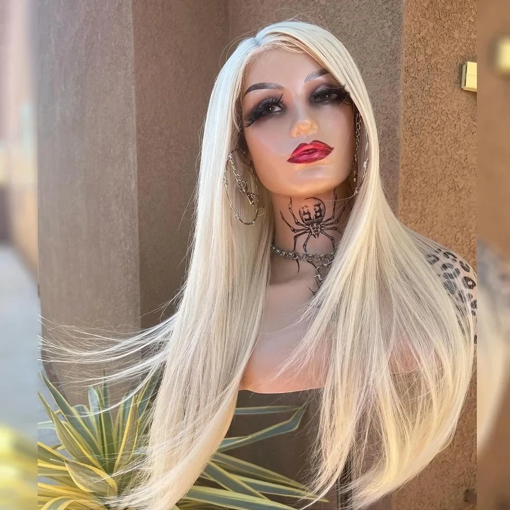

613 Blonde Bone Straight Lace Front Wig 13x4 HD Lace Wig Glueless Wigs For Women Synthetic Natural Hairline Daily Wear Cosplay