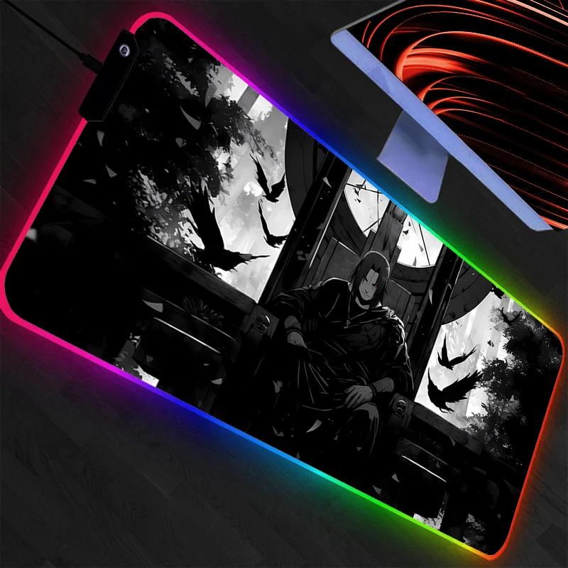 

Игровой коврик для мыши RGB NARUTO с подсветкой, XXL, для клавиатуры, светодиодный, настольный, резиновый, Tapis Souris, Max Anime