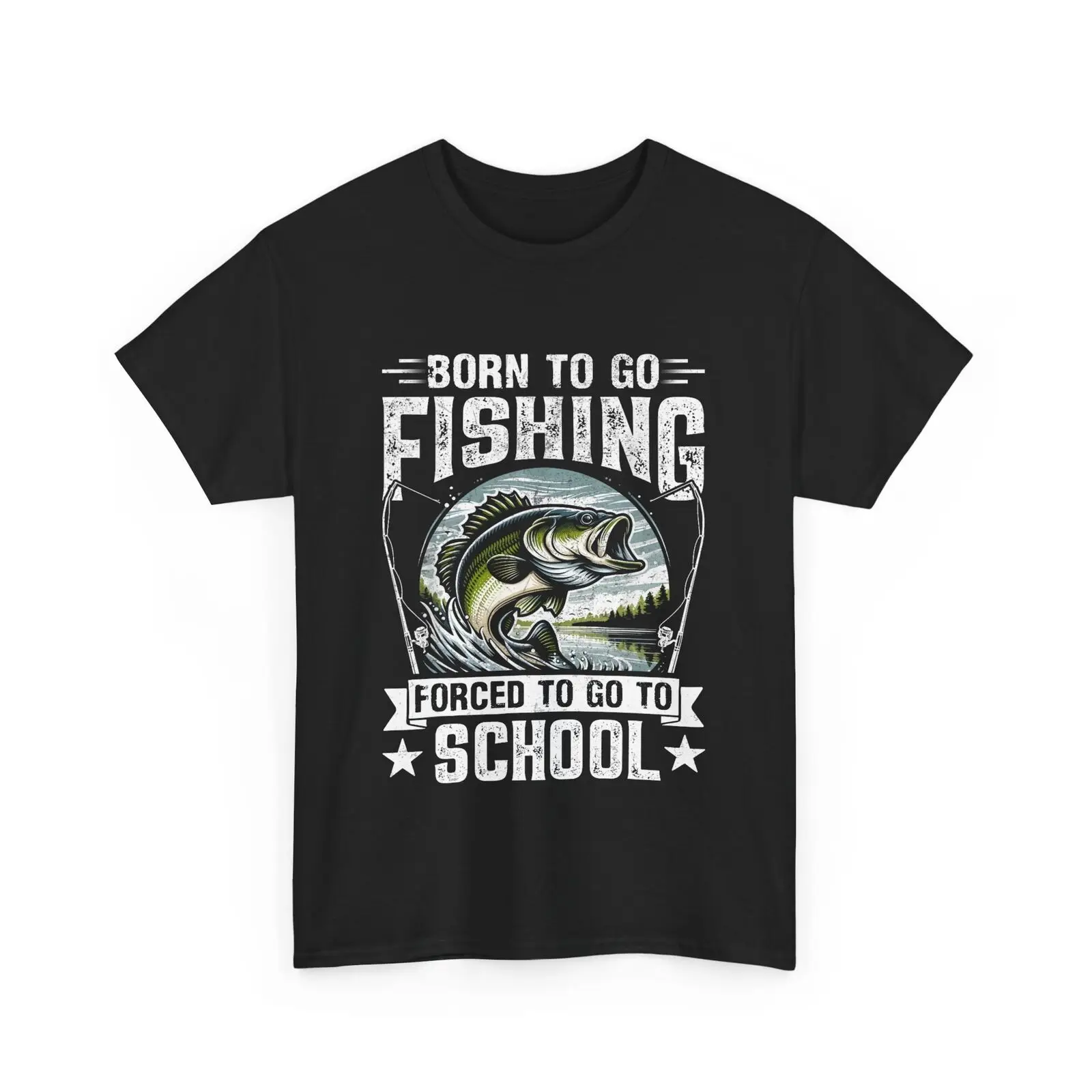 Camiseta de pesca Born to Go, pescador escolar forzado, divertido