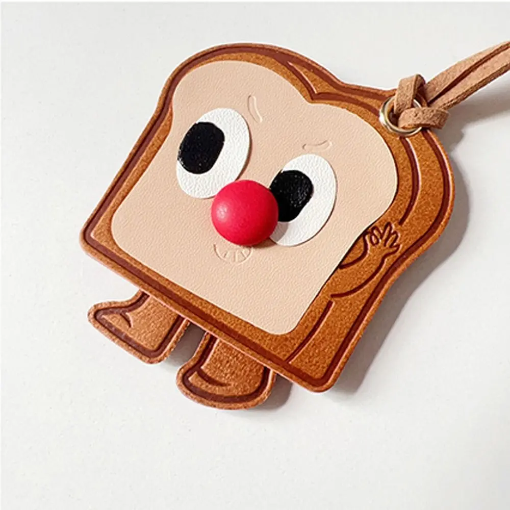 Fashion PU Leather Bag Charm Toast Croissant Keychain Bag Pendant Gift