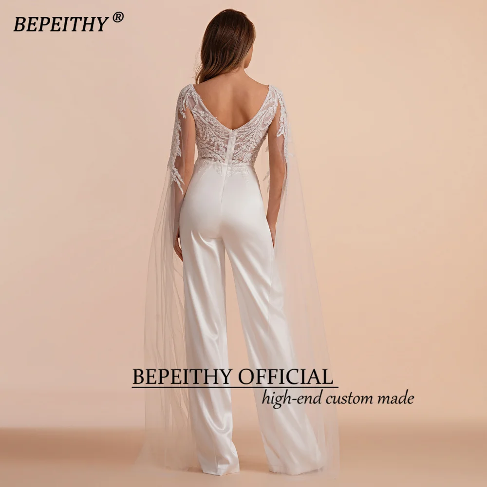 Bepeithy-カスタムレースのウェディングドレス,Vネック,長袖,ボールガウン,ビーズ,セクシー,春,2023