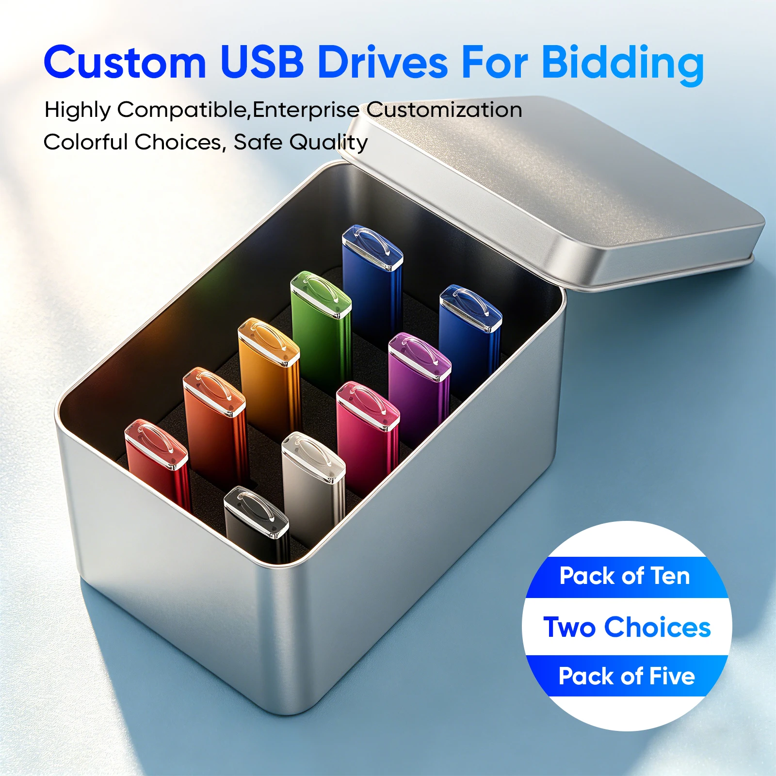 5PCS 10PCS USB 3.0 Flash Drive 128GB Free Custom Logo Pen Drive 64GB Wholesale Pendrive 32GB Metal Box USB3.0 Memory Stick 16GB