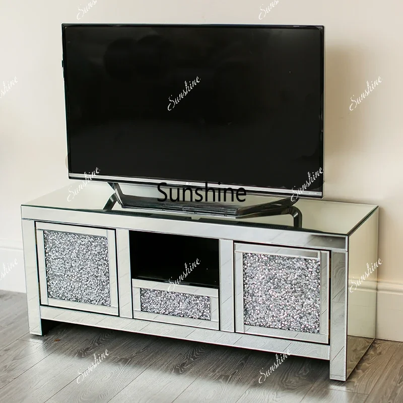 AA Crushed Diamond 3 Door 3 Drawer Mirrored Sideboard