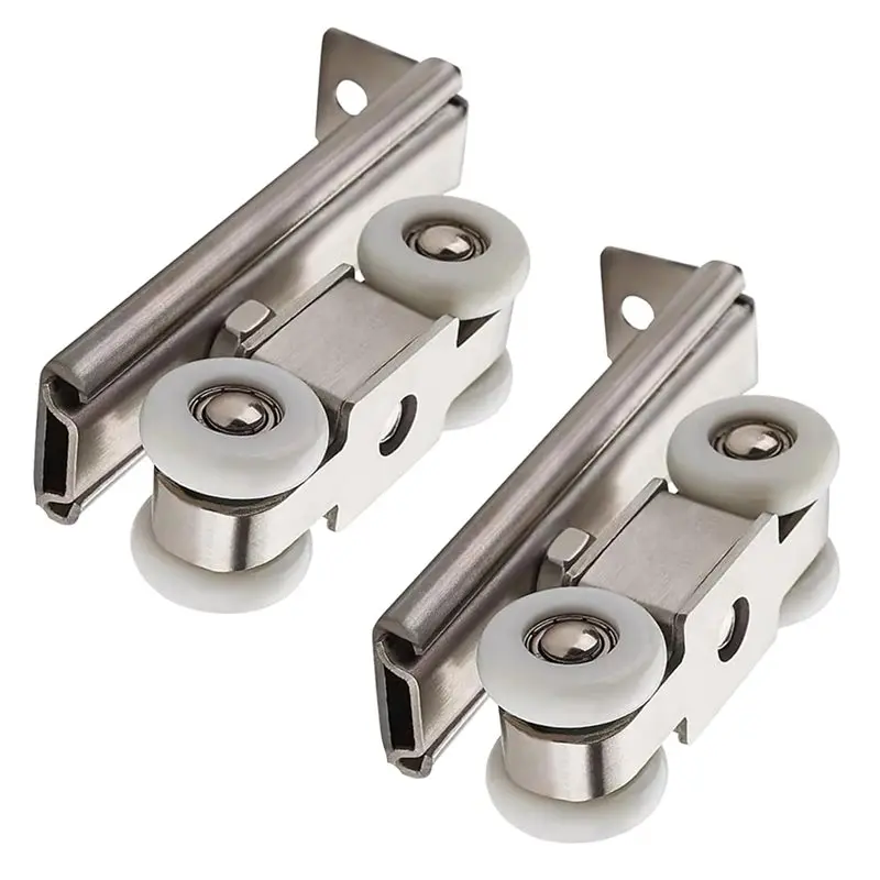 

ABRB-For Sliding Doors In Kitchen Cabinets Wardrobe 2Pcs 4-Wheel Stainless Steel Hanging Wheel(Wheel 23Mm/0.9")