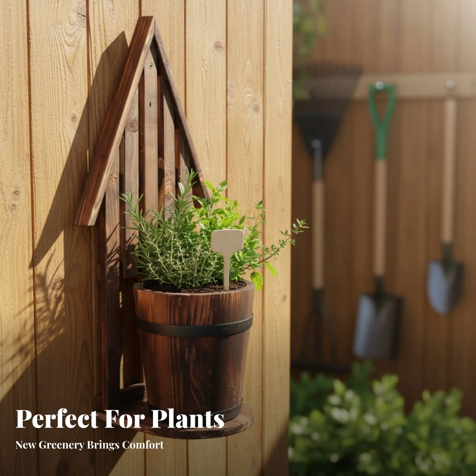 Picket Fence surface-mounted Basket Carbonized Wood Hanging floral Box Rustic and design long-lasting for Apartment Dwellers