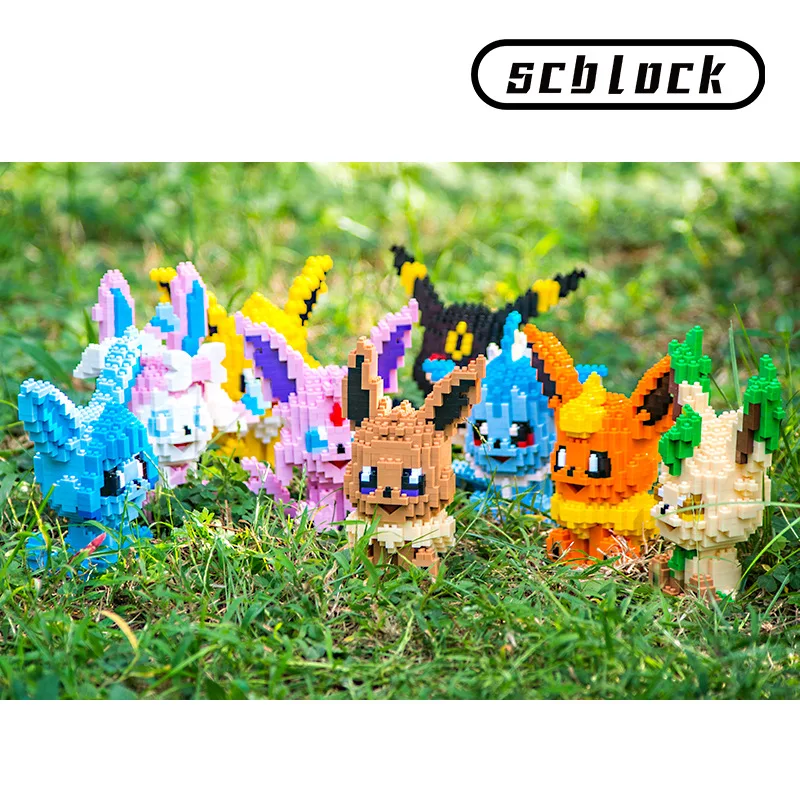 

Pokemon Building Blocks Eevee Family Flareon Micro Diamond Assembled Model Leafeon Mini Brick Sylveon Anime Figure For Kid Toys