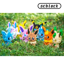 Pokemon Building Blocks Eevee Family Flareon Micro Diamond Assembled Model Leafeon Mini Brick Sylveon Anime Figure For Kid Toys