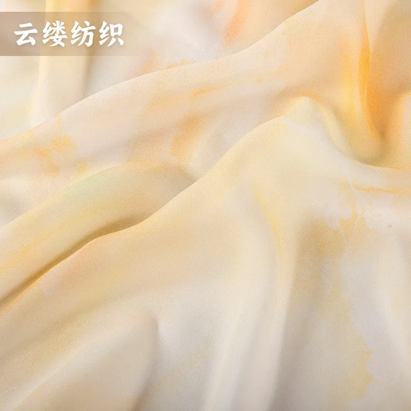 

8 momme 100% silk georgeh printed fabric high-drape Summer cheongsam dress