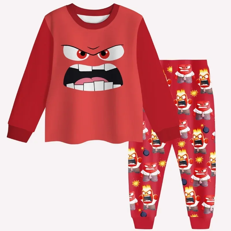 2 Stuks Disney Binnenstebuiten 2 Lange Mouwen Pyjama Anime Figuur Vreugde Angst Angst Verdriet Kinderen Nachtkleding Kawaii Kids Cadeau