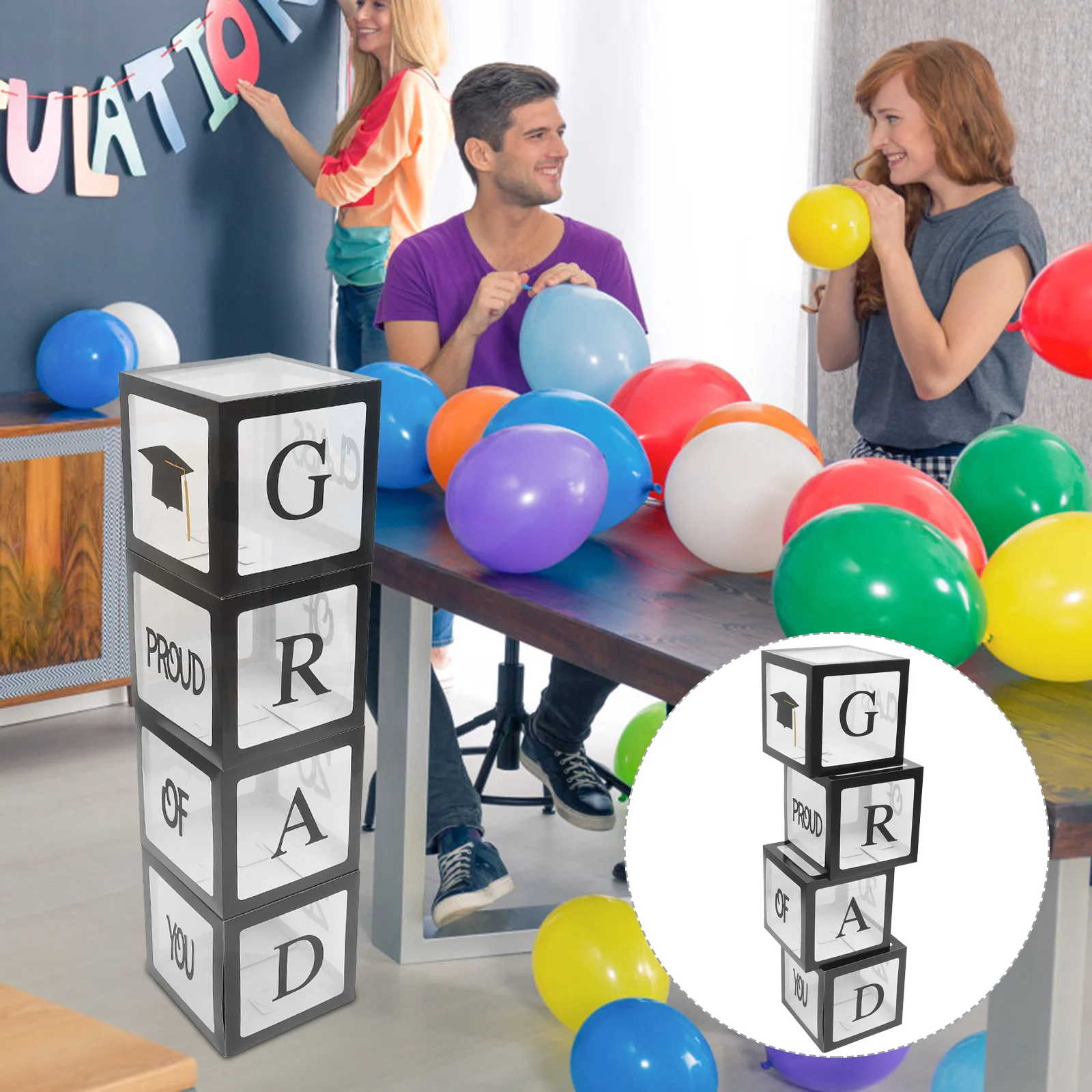

Decorate Graduation Hat Balloon Box Set Party Supplies Paper Container Balloonbox