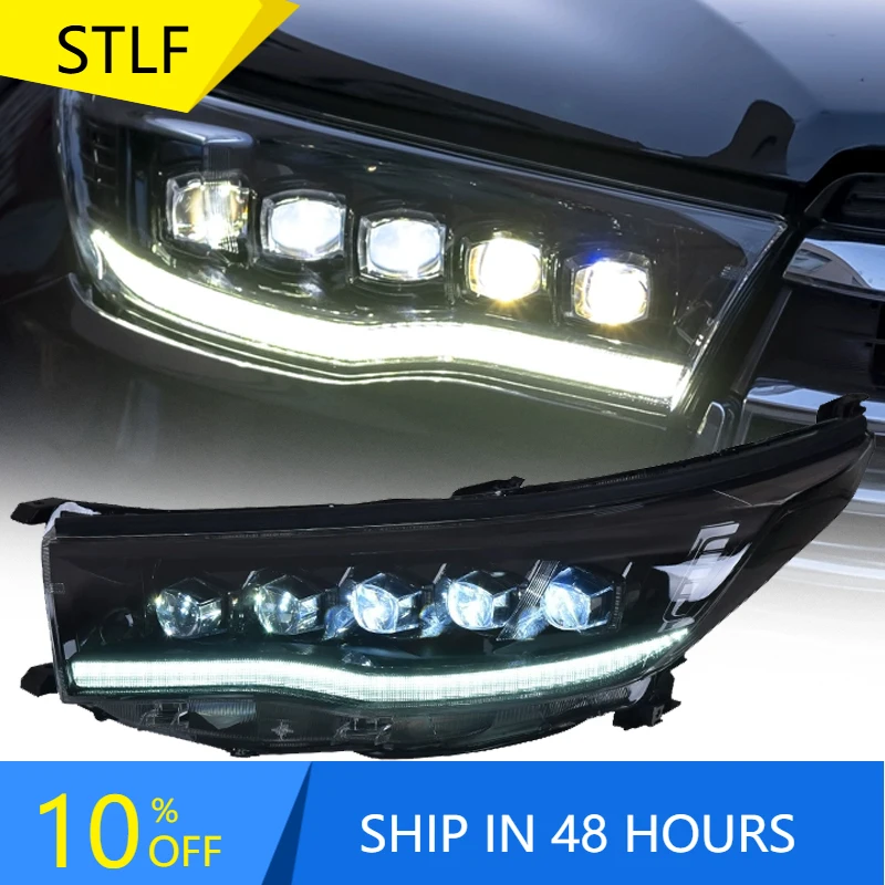 

STLFCar Lights for Toyotas Highlander Headlight Projector Lens2015Kluger Signal Head Lamp LEDHeadlights Drl Automotive Accessory