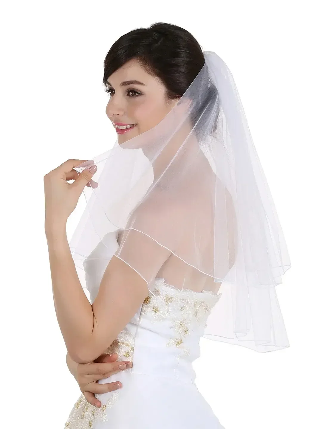 

2T 2 Tier Pencil Finished Edge Bridal Wedding Veil 2025