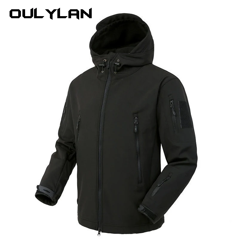 

Men Winter Autumn SoftShell Jackets Windproof Waterproof Fleece Coat Outdoor Combat Hooded Bomber Pilot Parkas S-3XL