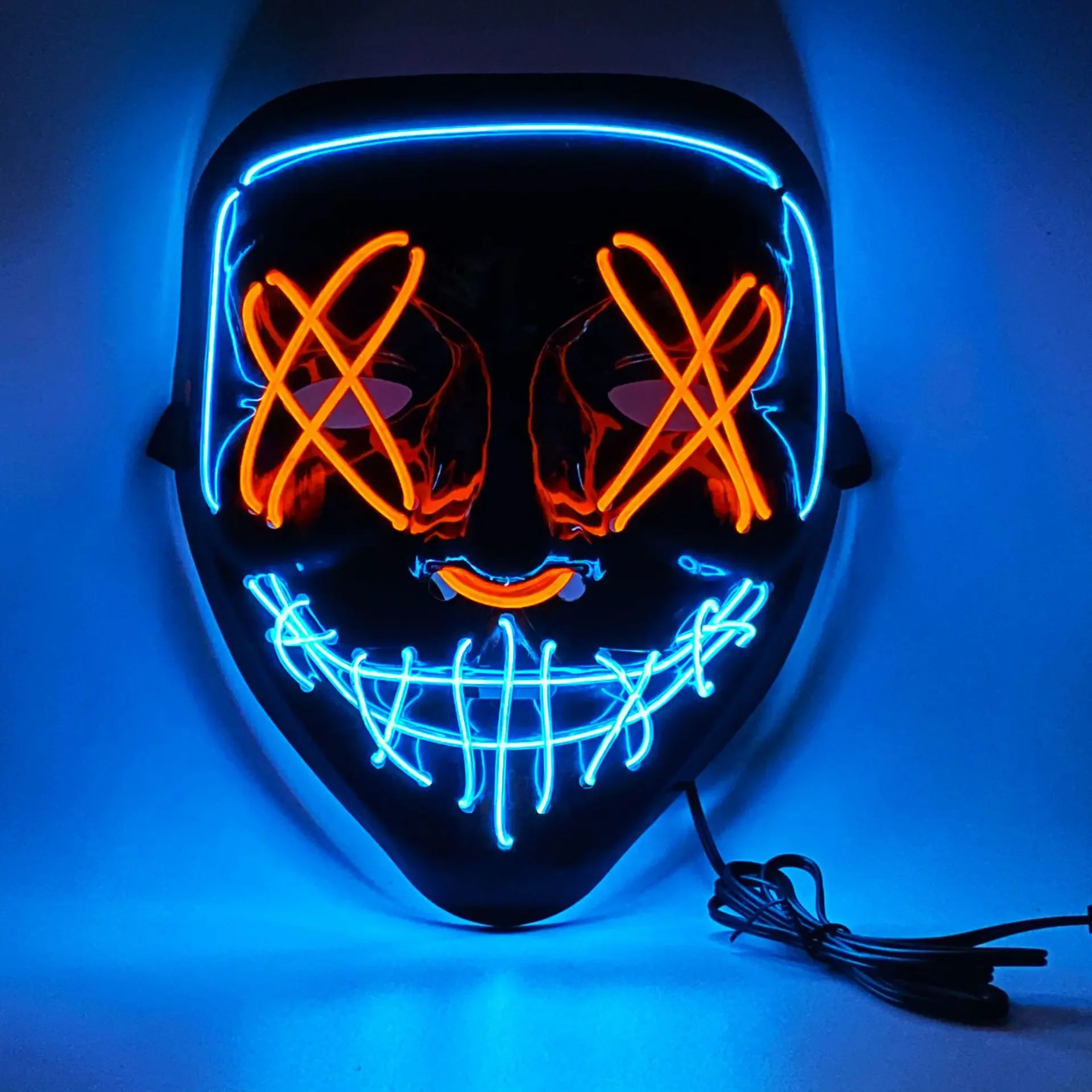 Halloween Mask Mixed Color Led Mask Party Masque Masquerade Masks Neon Light Glow In The Dark Horror Glowing Mask