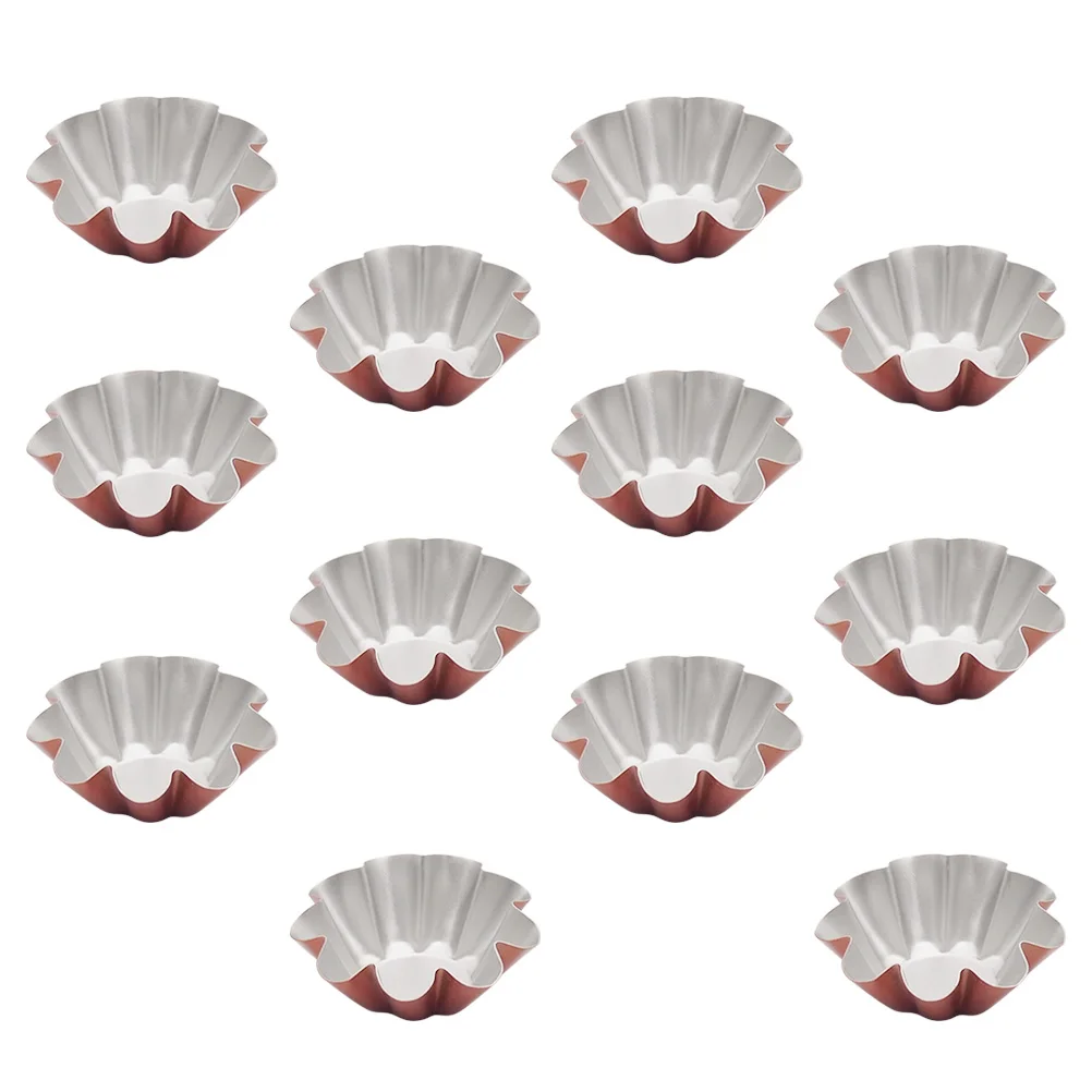

12 Pcs Flower Shaped Egg Tart Mold Metal Cupcake Cups Molds Muffin Chrysanthemum Mini Egg Tart Pan Carbon Steel Non