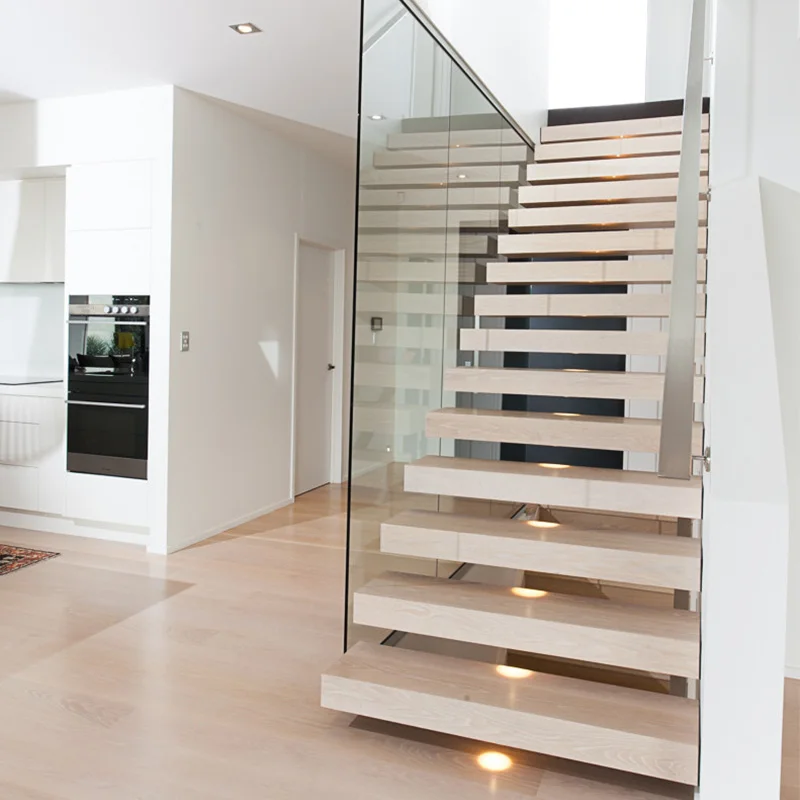 Personalizzazione Scale modulari residenziali dal design semplice per interni Scale prefabbricate in acciaio e legno dal design moderno