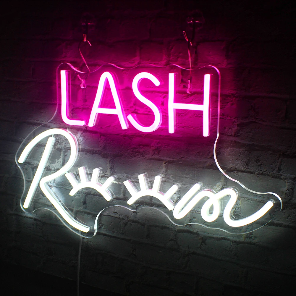 Lash Room Neon Sign Pink Glow LED Sign USB Powered Girls Make up Beauty Room Decor Home Wall Decor Birthday Party Gift for Girls