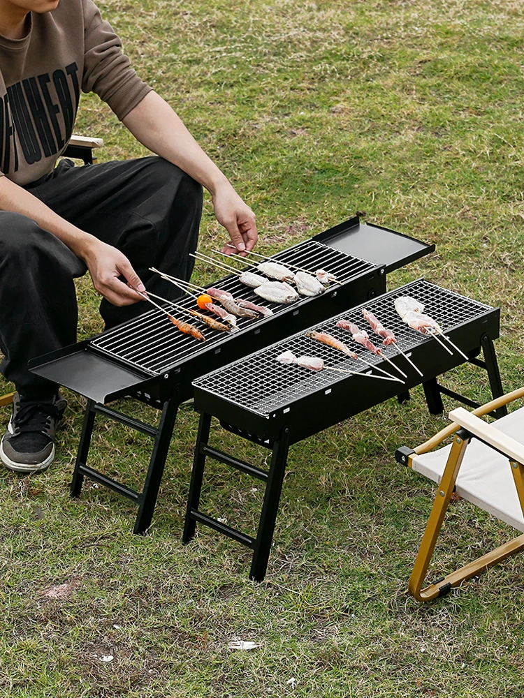 Outdoor Grill Household Small Folding grill Charcoal Smokeless Round Grills