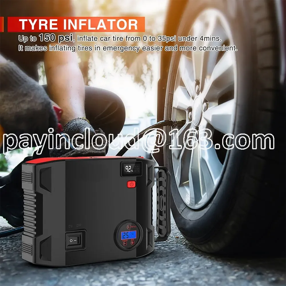 With Air Compressor 2000a Power Bank Tire Pump 12V Starting Device Car Turbocharger ODM Portable Jumper Starter