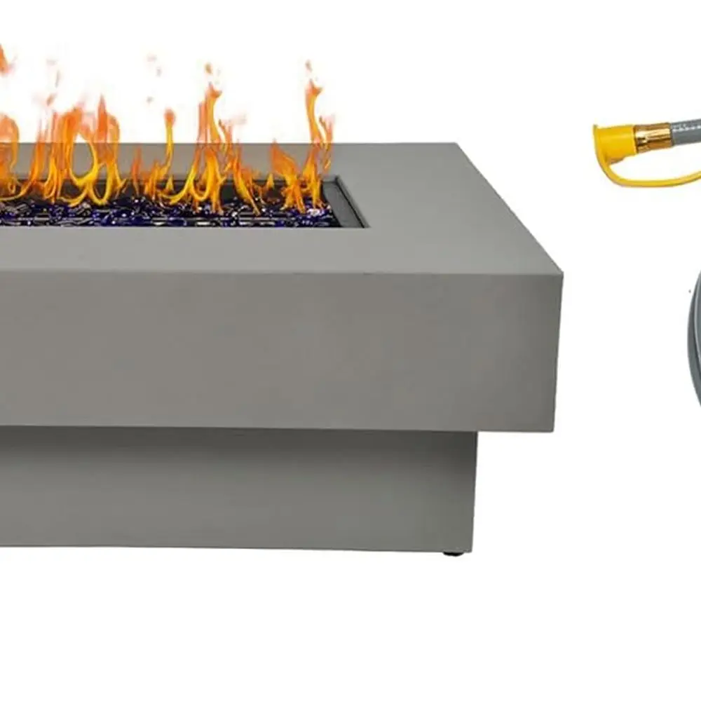 

48-дюймовый пожарный стол с комплектом для переоборудования природного газа, современный стол для костра для патио на открытом воздухе емкостью 50 000 БТЕ с прямоугольной крышкой горелки, стекло