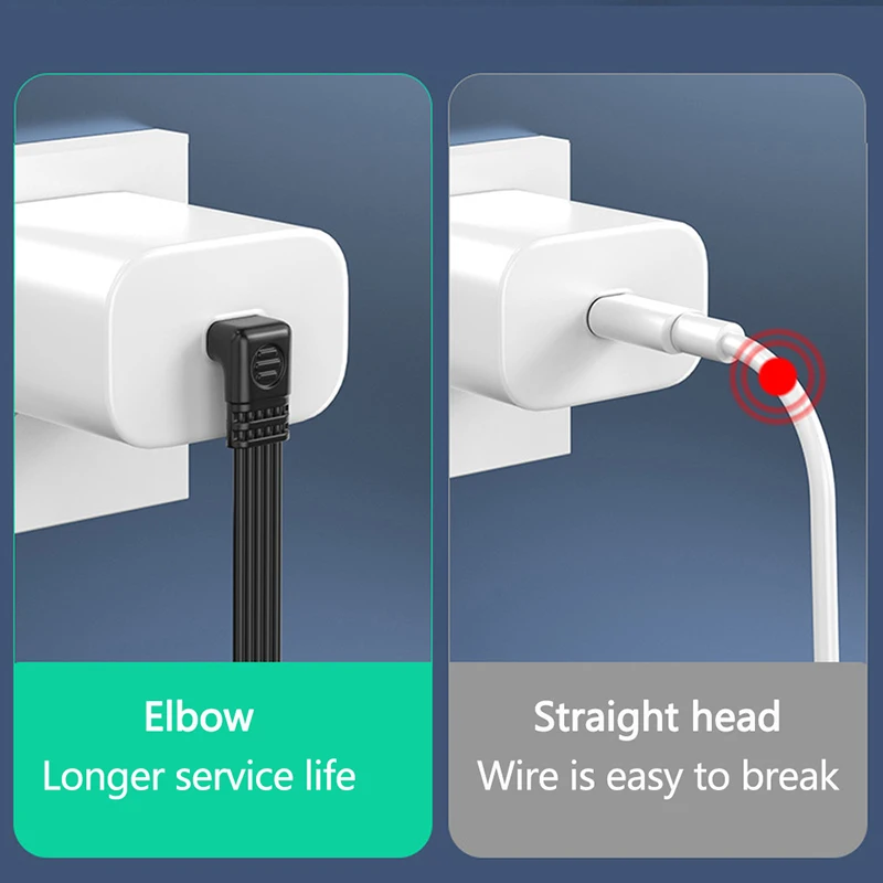 DOONJIEY 90 Degree Type C Flat Silicone Cable 480Mbps USB C Male To Female Extender Data Cord 45W Charging for Samsung Xiaomi - view 5