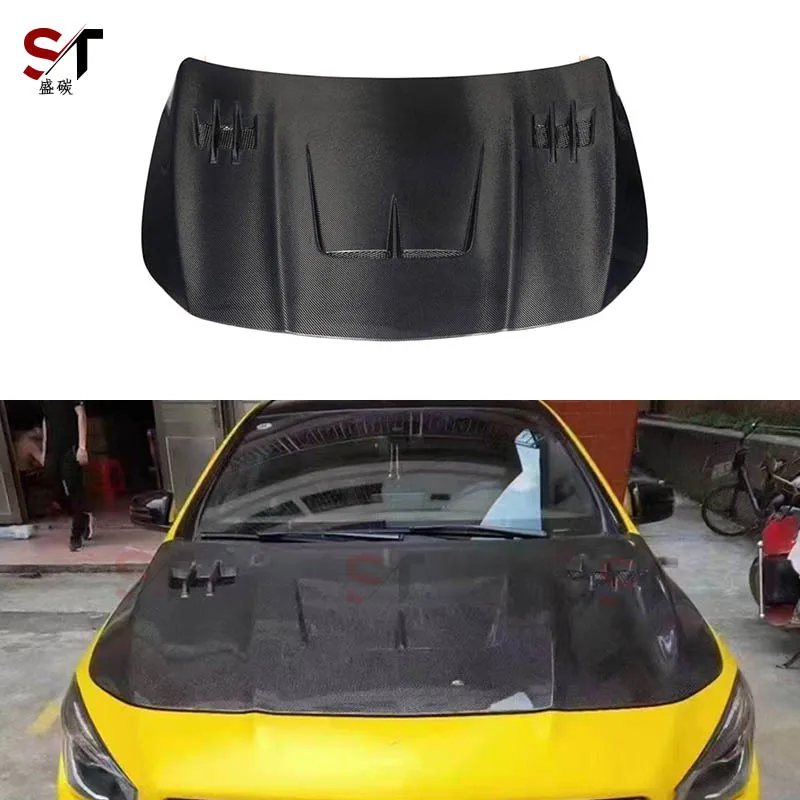 

Подходит для Mercedes-Benz CLA-Class W117, крышка из углеродного волокна, модифицированная крышка на капот, окружающая передняя крышка автомобиля