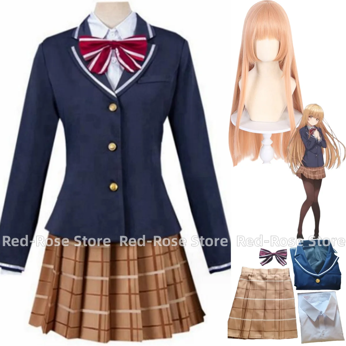 Anime The Angel Next Door Spoils Me Rotten Shiina Mahiru Cosplay Costume Wig School Uniform Skirt Woman Kawaii Campus Suit