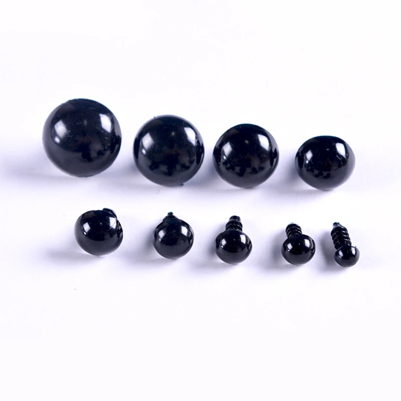 100pcs Black Eyeball Doll Accessories Black Plastic Crafts Eyes For Toys 6-14mm DIY Funny Toy Eyes Accessories For Animal Dolls