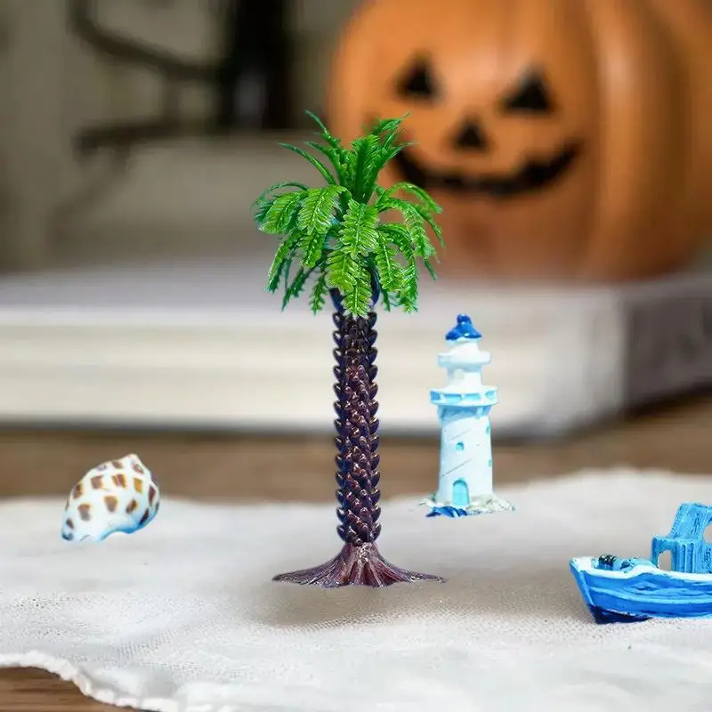 5PCS DIY Park Rainforest Train Railroad Decor Dollhouse Simulation Coconut Palm Tree Model Building Landscape Miniature Tree