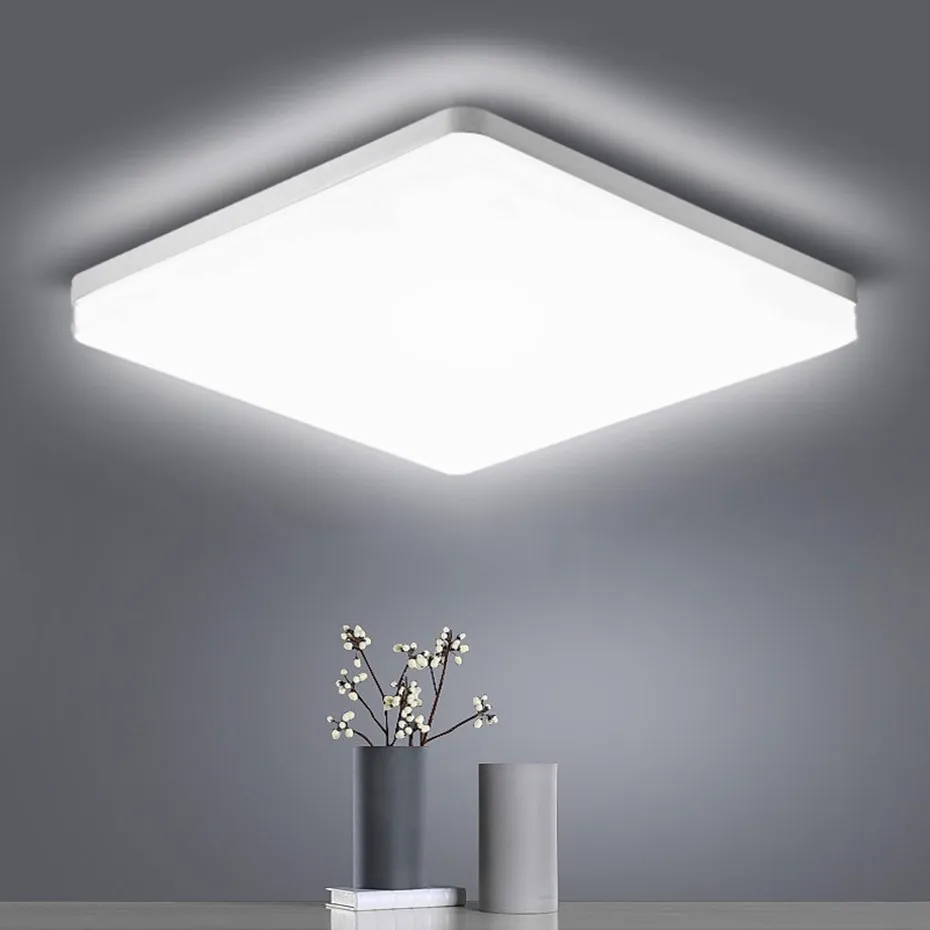 LED Ceiling Lamp in Square for Living Room Natural Light Warm/Cold White Modern Home 48/36/24/18W for Bedroom Kitchen Lighting