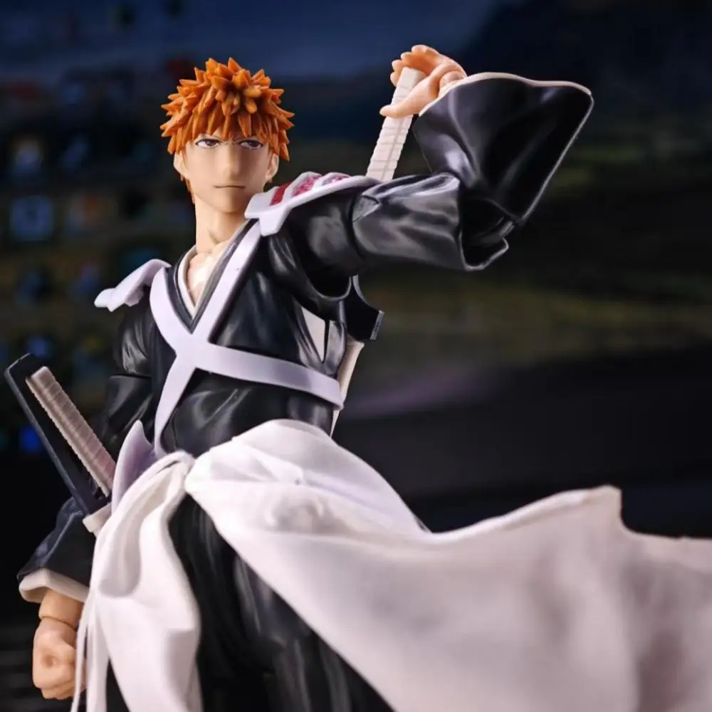 BLEACH Anime Shf Kurosaki Ichigo Handmade Clothes Clothes Built In Iron Wire for Styling Suitable for 1/12 Movable Humanoid Toys