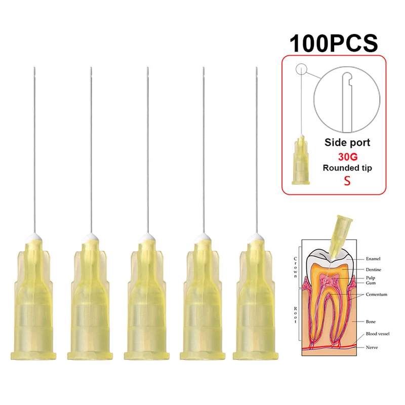 Игольчатый наконечник для ирригации эндо-ирригации, 100 шт., 30ga, концевые закрытые боковые отверстия, для мытья корневых каналов, эндо-шприц, материал для гигиены полости рта