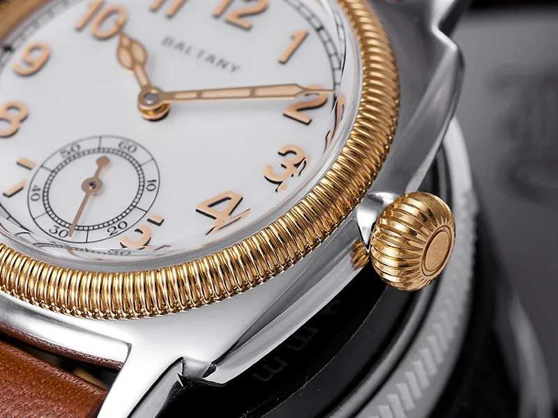 Baltany S4036 Herren Automatikuhr 1926S Oyster Tribute Vintage Dress Watch 36mm Kleine Quadratische Elegante Lederuhr 200M Wasserdicht – Detail 6