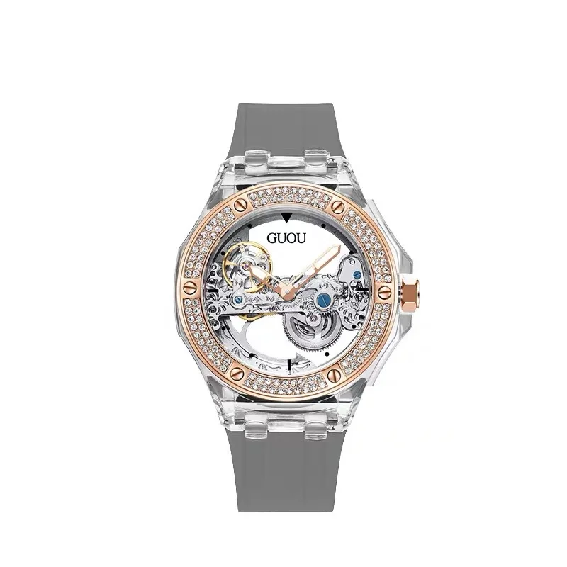 2026 Women'S Watch, Korean Style Fashionable And Elegant Rhinestone Watch With Silicone Strap, Creative Gift For Women