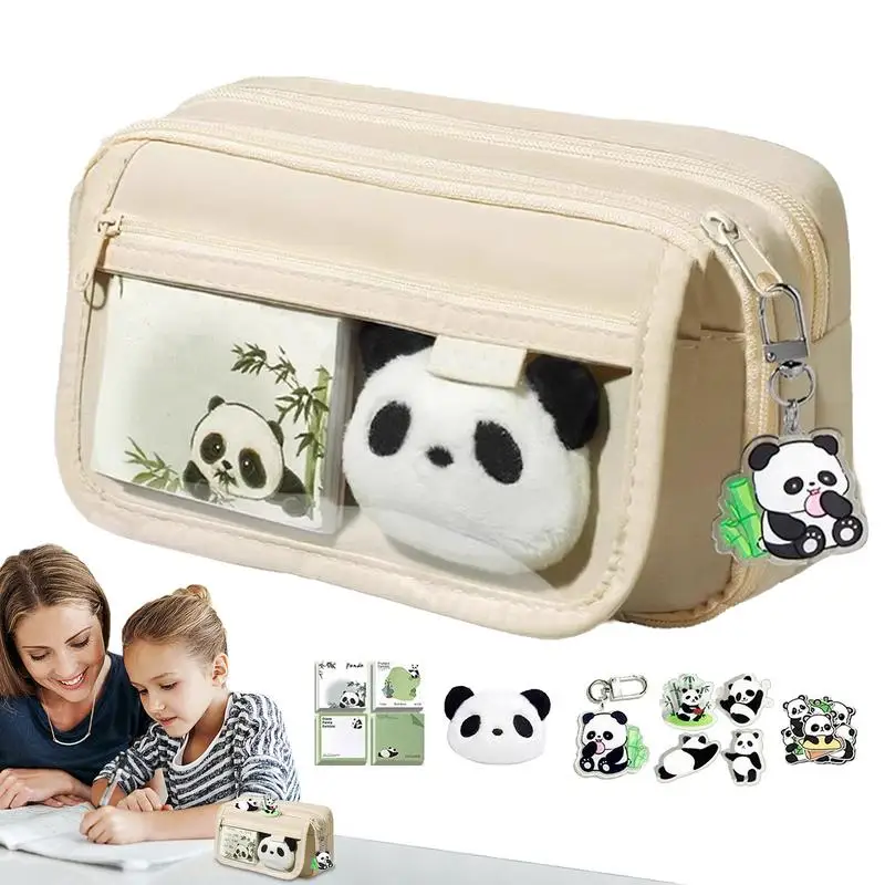 Aesthetic Pencil Case School Supplies Large Capacity Panda Pencil Case Cute Pencil Pouch Panda Stationery Case With Zipper For