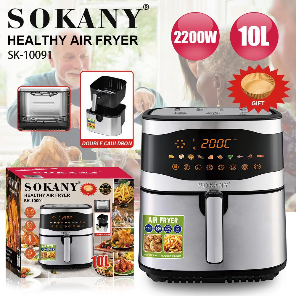 

For Air Fryer Household 10L Stainless Steel Fryer Fried Chicken Electric Fryer