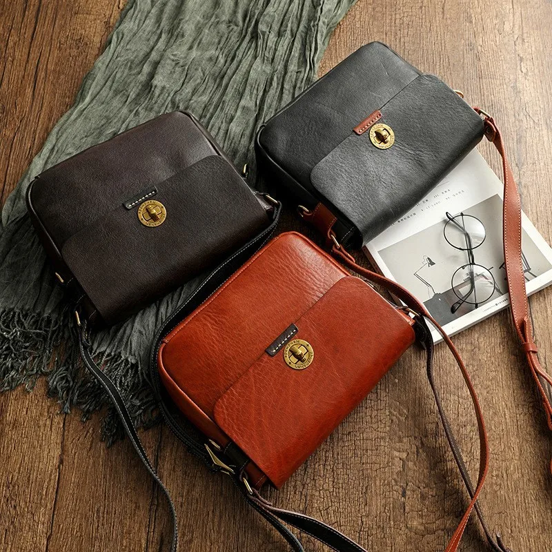 Johnature High Quality Genuine Leather Messenger Bag 2026 New Vintage Natural Real Cowhide Solid Color Women Shoulder Bags