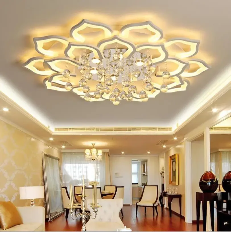 

White Acrylic Modern Chandelier Lights For Living Room Bedroom remote control Led indoor Lamp Home dimmable Lighting Fixtures de