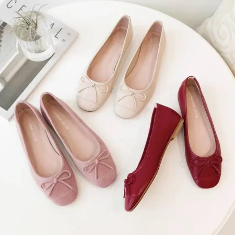 

Japanese and Korean Spring/Summer New Bow Ballet Flat sole Women's Shoes women work shoes comfortable for work ladies shoes