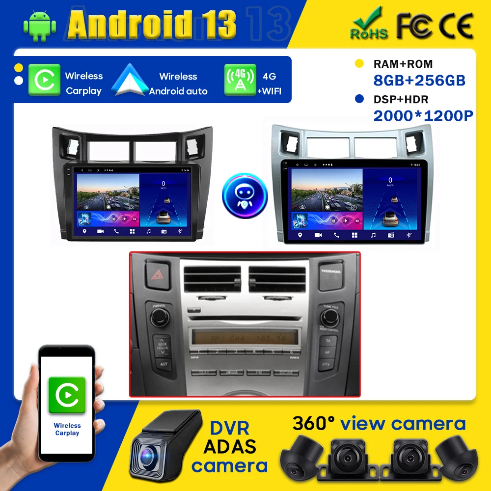 

Radio Player Car Android For Toyota Yaris XP90 2005 -2012 Carplay Head Unit Multimedia BT 4G Auto GPS No 2din DVD Navigation 2K