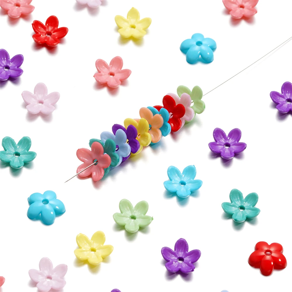 50pcs/Lot 12mm Acrylic Beads Cap Flower Shape Receptacle Loose Beads For Jewelry Making DIY Bracelets Earring Accessories