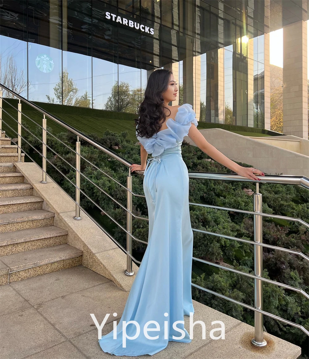 Yipeisha Prom Dress High Quality Off-the-shoulder Sheath Evening  Contoured Satin Floor Length Custom