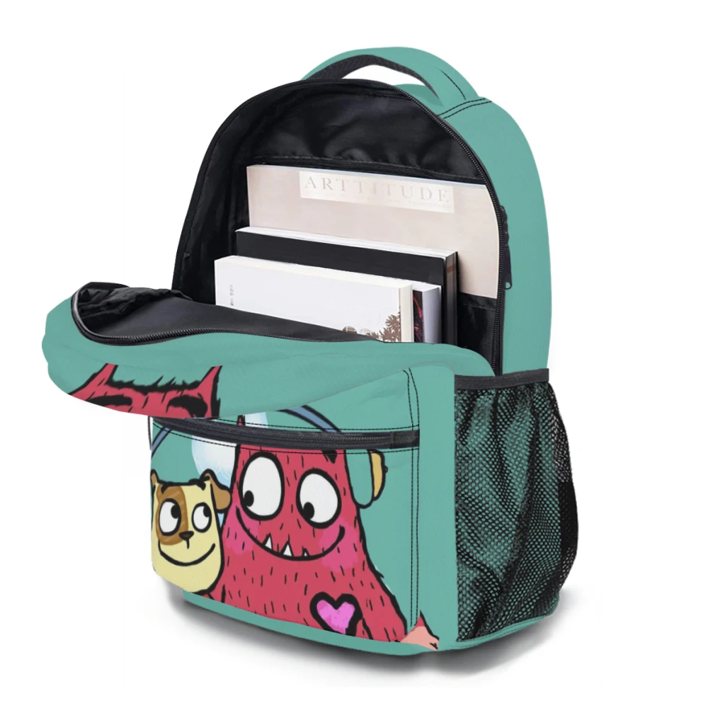 Nieuwe Modieuze Liefde Monsterpatroon Schooltas Print Rugzak 17Inch