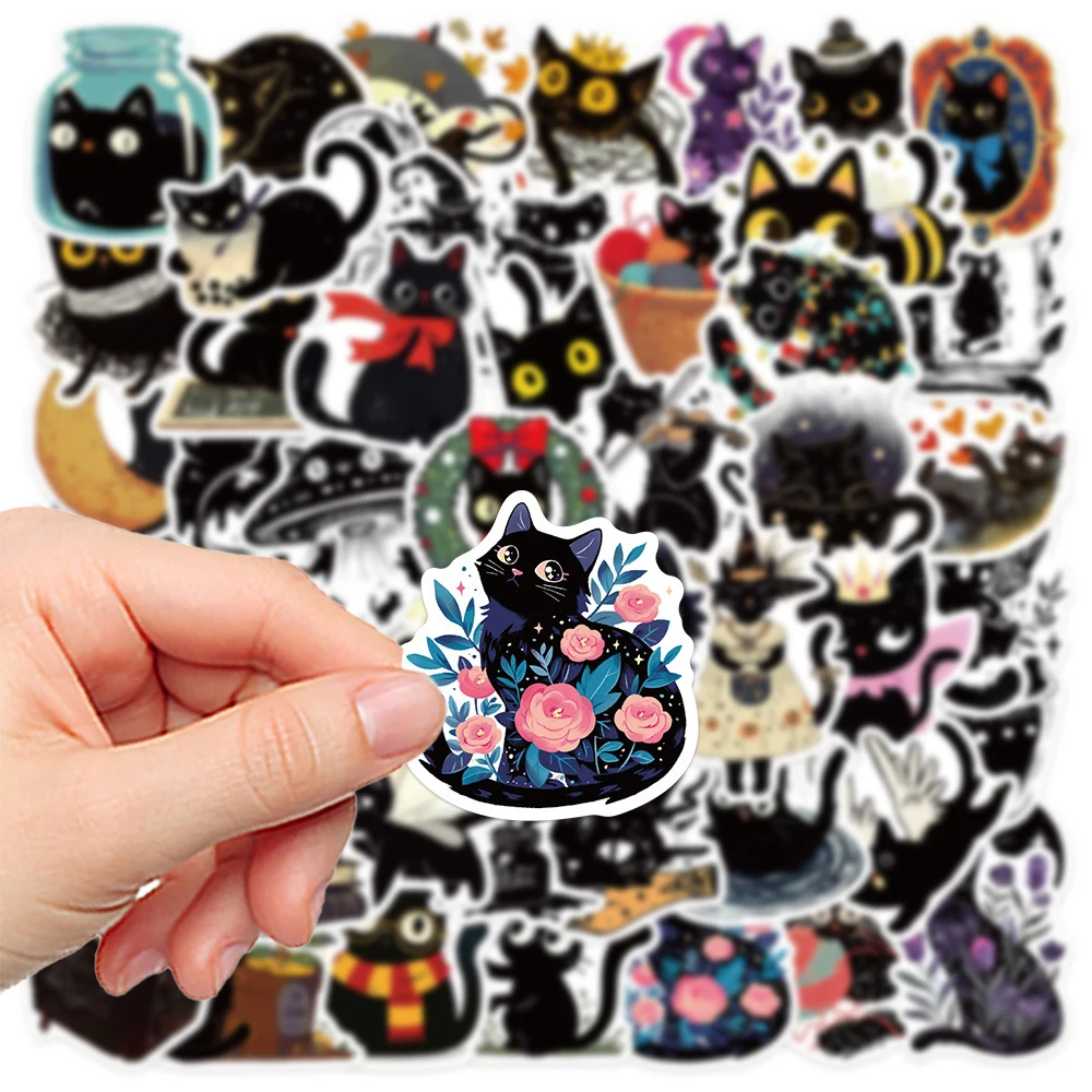 10/30/50pcs Kawaii Black Cat Stickers Vintage DIY Skateboard Luggage Phone Vinyl Waterproof Decal Cute Graffiti Sticker for Kid