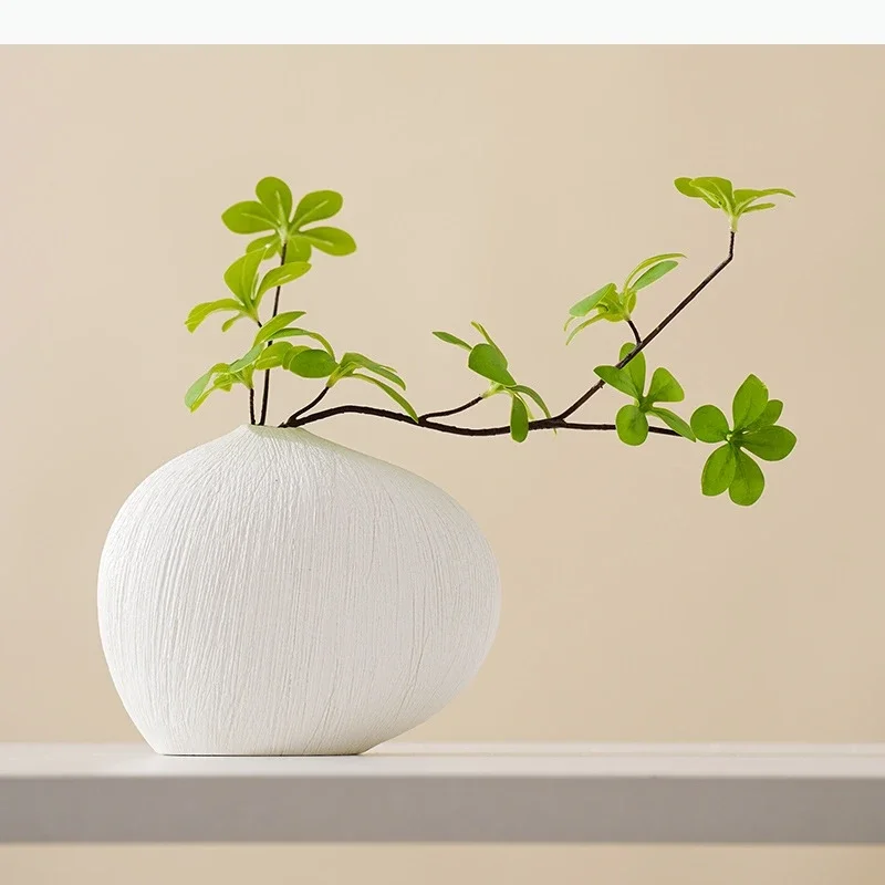 Ceramic Vase Geometric Stripes Pebbles Flower Vase Flower Arrangement Accessories Terrarium Room Decoration Accessories