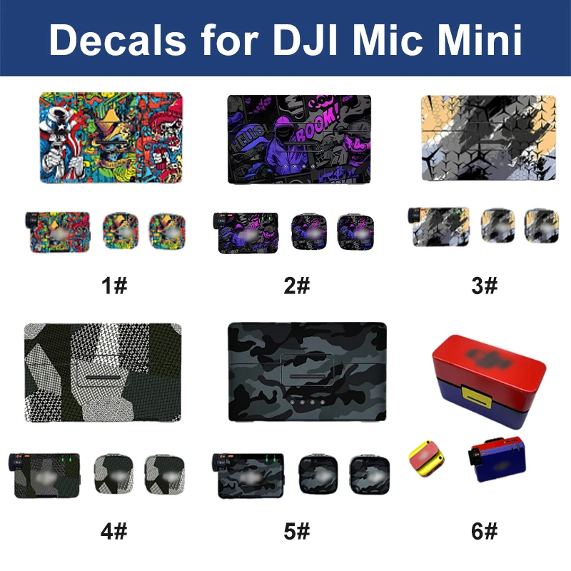 For DJI Mic Mini Sticker Wireless Microphone Decals Anti-Scratch Waterproof MIC MINI Skin All-round Coverage Protective Film Kit