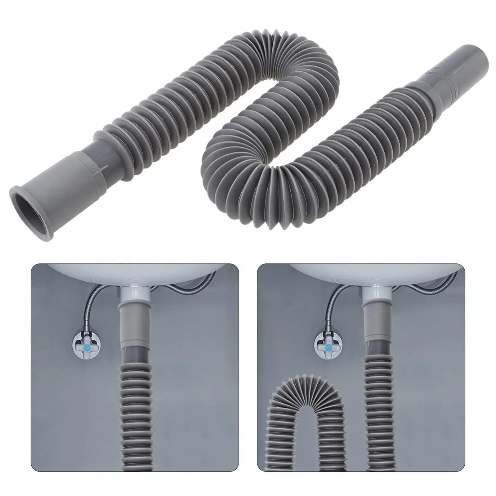 Tubo de drenaje Flexible Simple con ángulo de 1-1/4 pulgadas, trampa en S para cocina, baño, fregadero, drenaje de alcantarillado, tubo de extensión de ángulo de plástico