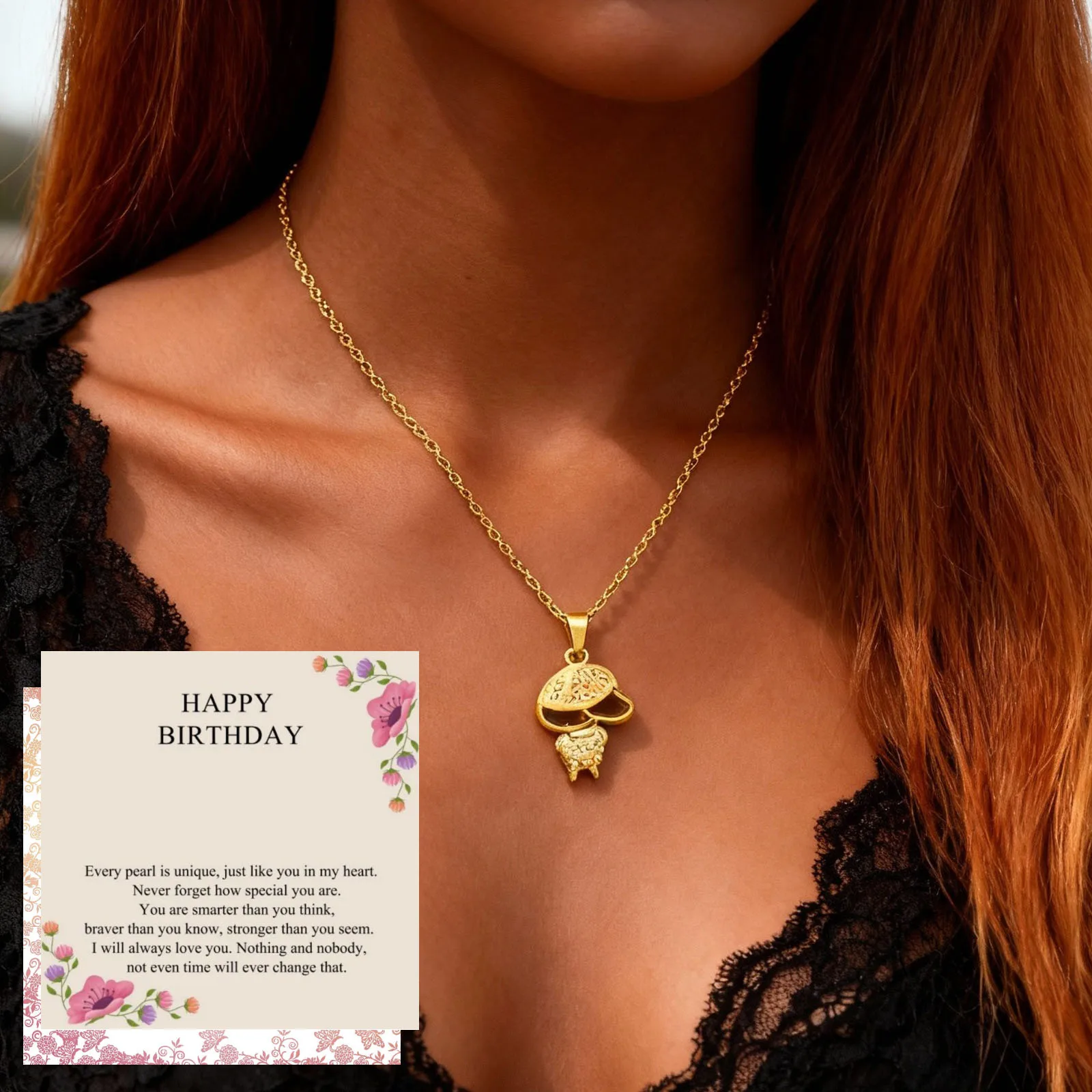 

14K Gold Cubic Zirconia Pendant Necklace Jewelry Mothers Available Easy Closure Length 50cm Daughter Son Silhouette For Women