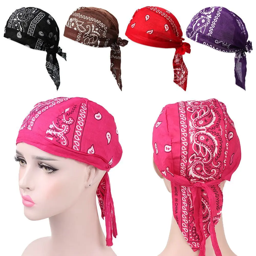 Men Women Cotton Pirate Hat Quick Dry Elastic Headscarf Bandana Adjustable Outdoor Sport Muslim Turban